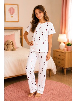 Modanino Kız Çocuk Pamuklu Milan Kumaş Pijama Takımı 8-16 Yaş 12699HC