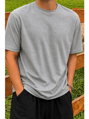 Tarz Cool Erkek Regular Fit Bisiklet Yaka Basic Tişört 2 Iplik Şardonsuz %100 Pamuk Günlük Rahat T-Shirt