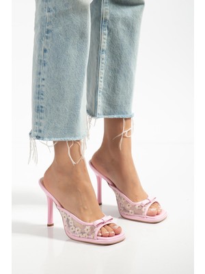 Suins Shoes Suins Flowy Model Yüksek Topuklu Papatya Desenli Kadın Terlik
