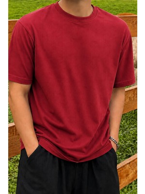 Tarz Cool Erkek Regular Fit Bisiklet Yaka Basic Tişört 2 Iplik Şardonsuz %100 Pamuk Günlük Rahat T-Shirt