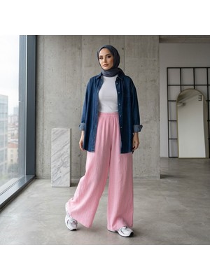 Miostil Pantolon Bol Paça-Pembe