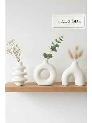 Empressco Modern Bohem Beton Vazo 3’lü Set, Şık ve Kombinasyonlu Dekorasyon Parçası