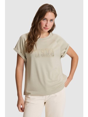 U.s. Polo Assn. Kadın Açık Haki Tişört 50322109-VR183