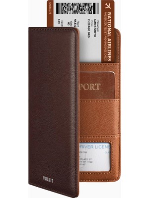 Vulkit Rfıd Korumalı Deri Unisex Pasaport ve Seyahat Cüzdanı
