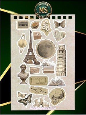 Die Grup Vintage Aesthetic Temalı Sticker Set Laptop Tablet Telefon Ajanda Bullet Journal Sticker 2