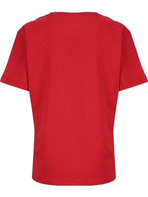 Lee Cooper Kırmızı Kadın Basic Baskılı T-Shirt 262 Lcf 242012 Leıcester Kırmızı