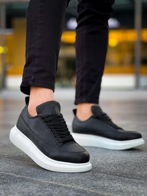 Ebrus Trend JET-814 Axel Bağcıklı Cilt Erkek Günlük Sneaker Ayakkabı Cbt Siyah