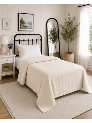 Vanillasoft Vanilla Soft Tek Kişilik 100% Pamuk Pike Yatak Örtüsü 160X220CM Waffle Bedspreed