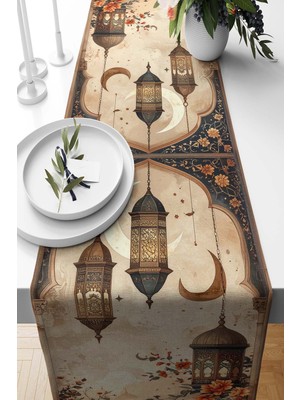 Empressco Desenli Süet Dokuma Runner, 140X40 Cm, Şık ve Zarif Ev Dekorasyonu