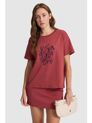 U.s. Polo Assn. Kadın Vişne Tişört 50323491-VR223