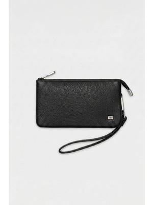Abluka Online Unisex Hakiki Deri Fermuarlı Uzun Cüzdan Siyah