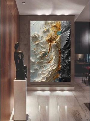 Empressco 3D Kabartma Melek Kanat Tasarımlı Duvar Sanatı, Şık ve Modern Dekorasyon