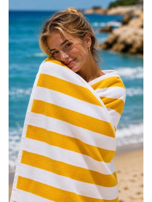 Dolce Mariee Plaj Havlusu 160 x 80 cm (±5 Cm) Çizgili Kırmızı Deniz, Banyo, Sauna, Spor ve Seyahat Havlusu
