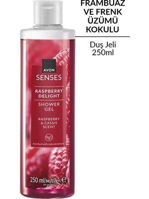 Avon Senses Raspberry Delight 250 ml Duş Jeli Frambuaz ve Frenk Üzümü Kokusu ile Canlandırıcı Etki