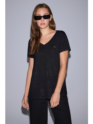 U.s. Polo Assn. Kadın Siyah Tişört 50323573-VR046