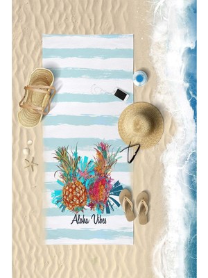 Vevien Home Summer Pineapple Dijital Baskılı 75X150 cm Plaj Havlusu