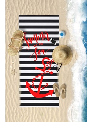 Vevien Home Summur Anchor Dijital Baskılı 75X150 cm Plaj Havlusu