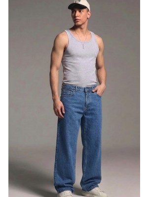 Comstar Erkek Relaxed Fit  5 Cepli Mavi Kot Pantolon