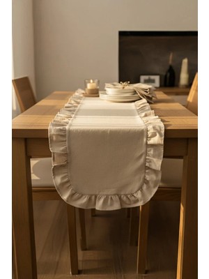 Empressco Fırfırlı Masa Runner 40X120 Cm, Şık ve Dekoratif Masa Örtüsü
