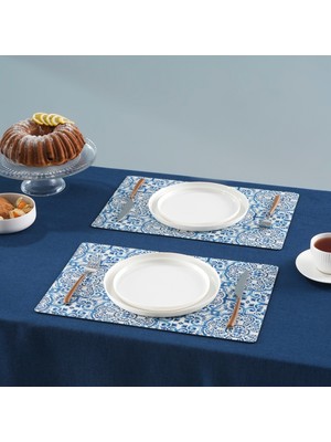 Karaca Home Petra Patterned Amerikan Servisi 2'li Set Mavi Beyaz