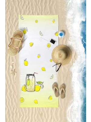 Vevien Home Summer Lemon Dijital Baskılı 70X150 cm Plaj Havlusu