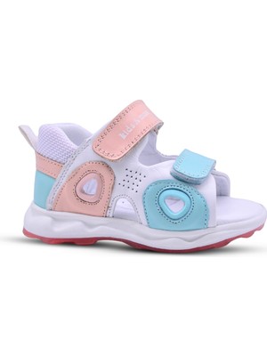 Kids A More Flish Kız Bebek Çift Cırtlı Pudra Renk Arka Kapalı Sandalet