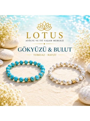 Lotus Atölye ve İyi Yaşam Merkezi ☁️ Gökyüzü & Bulut Koleksiyonu Turkuaz • Havlit Doğal Taş Bileklik Seti