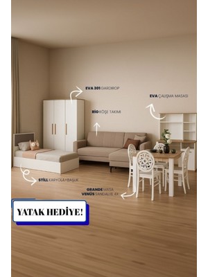 ModaLife 6 Parça Beyaz Genç Odası Takımı Suntalam Malzeme ile Modern Tasarım Sunuyor