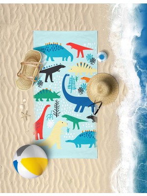 Vevien Home Dino Dijital Baskılı 60 x 130 cm Çocuk Plaj Havlusu