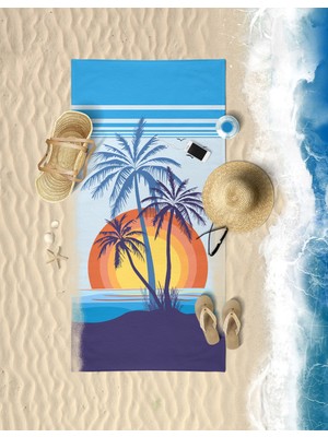 Vevien Home Tropical Sunrise Dijital Baskılı Plaj Havlusu 75 x 150 cm