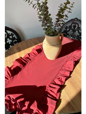 Empressco Şık Fırfırlı Bordo Runner 40X110, Ev Dekorasyonuna Zarif Dokunuş