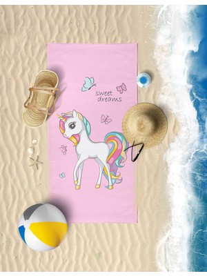 Vevien Home Unicorn Dijital Baskılı 70 x 140 cm Çocuk Plaj Havlusu