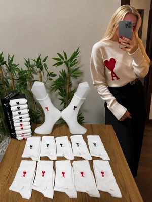 Aygan Store 10 Çift Unisex Amy Renkli Kaligrafi Desenli Spor Çorap Beyaz Kolej Çoraplar 10 Adet