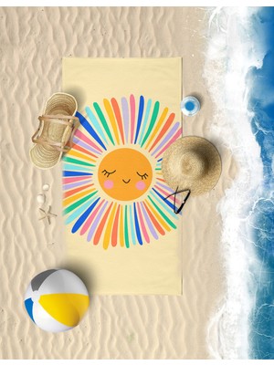 Vevien Home Happy Sun Dijital Baskılı 70 x 140 cm Çocuk Plaj Havlusu