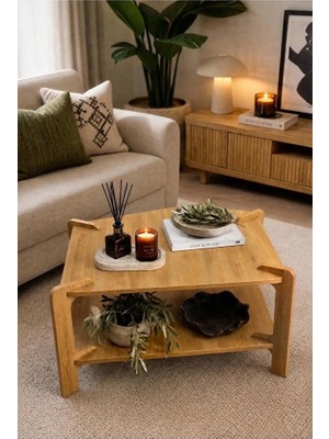tridihome Modern Orta Sehpa Mdf Vidasız Kurulum Geçmeli Tasarım Çift Raflı