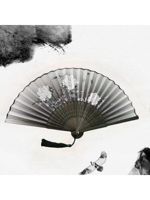 Empressco Vintage Bambu Japon Yelpazesi, Şık ve Çiçek Detaylı Serinletici