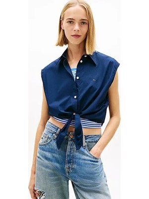 Tommy Hilfiger Kadın Tie Front Poplin Gömlek