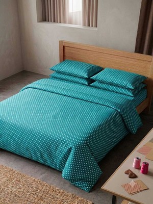 Erca Home Tekstil Ürünleri Çift Kişilik Ranforce Pamuklu Kumaş Nevresim Takımı 200 X220 Yeşil