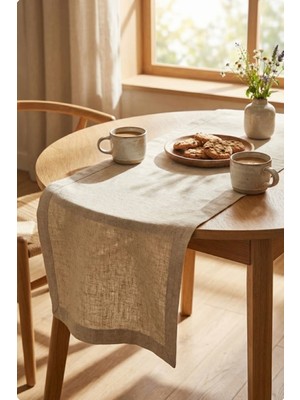 Empressco Organik Ham Keten Runner 40X110 Cm, Doğal ve Şık Ev Dekorasyonu