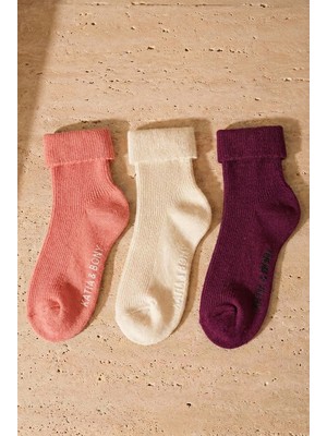 Çocuk 3 Lü Paket Soket Çorap Pembe