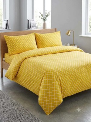 Erca Home Tekstil Ürünleri Çift Kişilik Ranforce Pamuklu Kumaş Nevresim Takımı 200 X220 Sarı