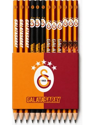 Galatasaray Lisanslı Taraftar Kalem Seti - Çocuklar Için 4 Çeşit 12'li Kalem Paketi