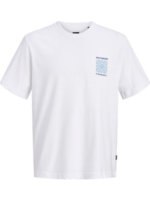 Jack & Jones Erkek Baskili Relaxed Fit Tisört - Blajake