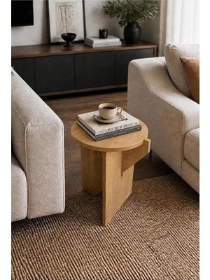 tridihome Modern Yuvarlak Tekli Zigon Sehpa Yan Sehpa C Sehpa Koltuk Kenarı Dekoratif Ahşap