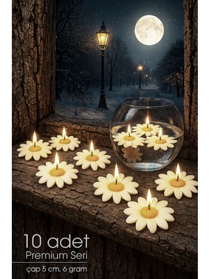 Empressco 10 Adet Papatya Suda Yüzen ve Tealight Mum Seti, Dekoratif Hediyelik