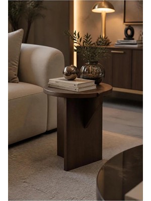 tridihome Modern Yuvarlak Tekli Zigon Sehpa Yan Sehpa C Sehpa Koltuk Kenarı Dekoratif Ahşap