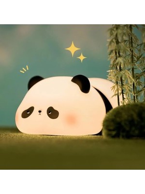 Die Grup Uyuşuk Yumuşak Silikon Panda Mini Gece Lambası Dekoratif Işık Derecesi Ayarlanabilir Yatak Odası Lambası Kitap Okuma Lambası Çocuk Odası (Uyuşuk Panda - YH301)          [enerji Sınıfı A+]