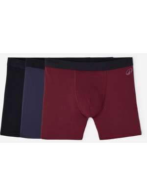 Decathlon Erkek Boxer Seti - 3'lü Paket - Siyah/mavi/bordo
