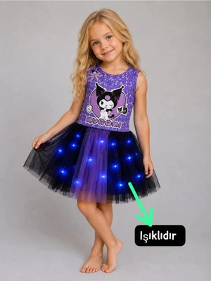3b Kids Kuromi Kostüm Elbise Işıklı Kostüm Penye Elbise Kostüm Doğum Günü Parti