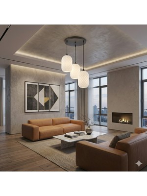 Laaysa 3D Design Geometrik Sarkıt Avize 3 Başlıklı Avize Modern E27 Yatak Odası Salon Yemek Odası